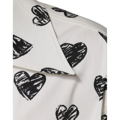 Dolce & Gabbana White Heart Print Short Sleeve Casual Shirt