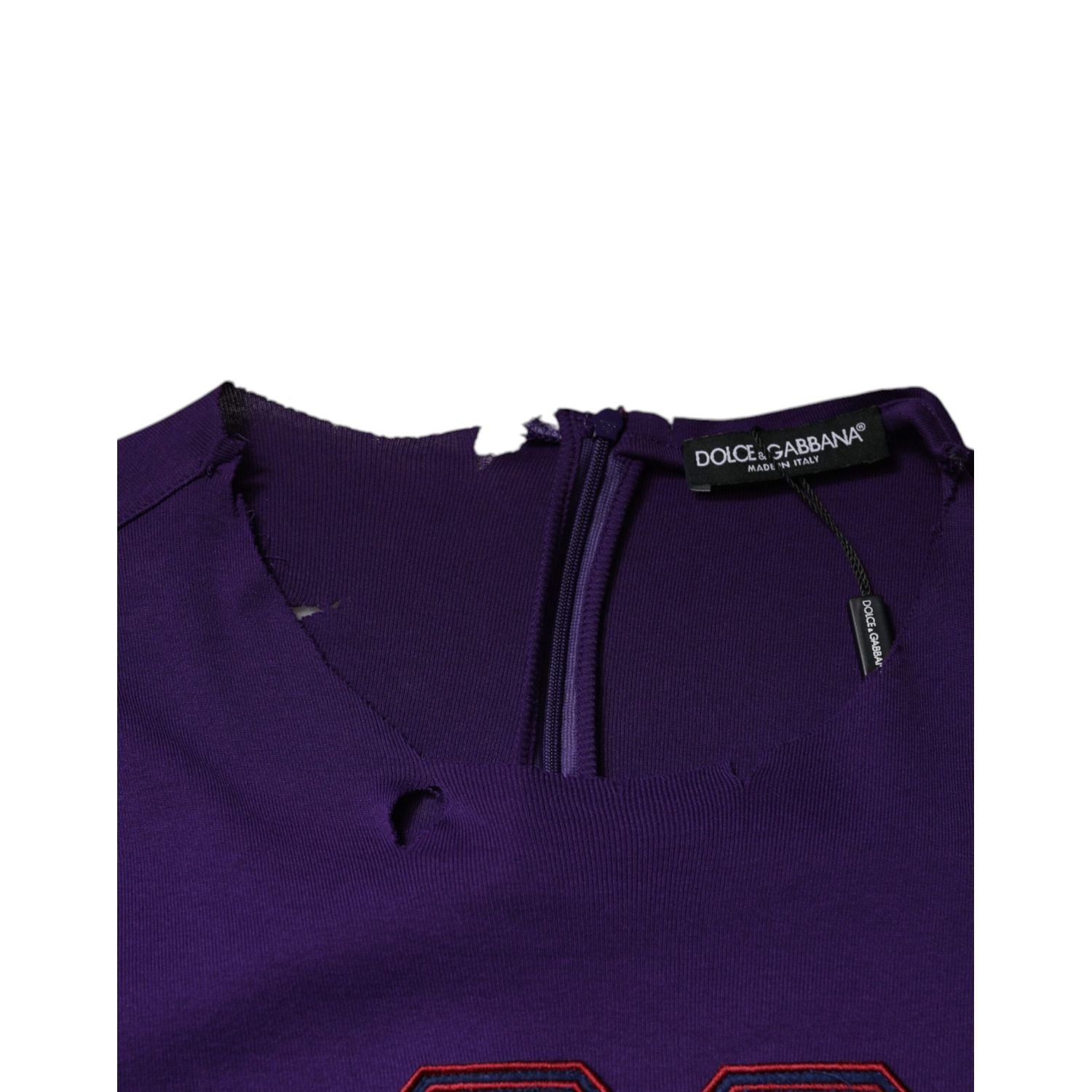 Dolce & Gabbana Purple Cotton Round Neck Pullover Men Sweater