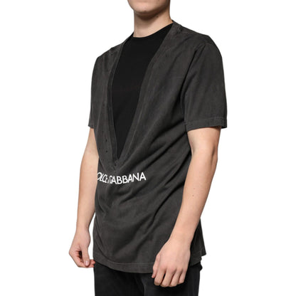 Dolce & Gabbana Black Cotton Crew Neck Short Sleeves T-shirt