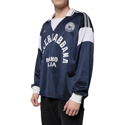 Dolce & Gabbana Blue White Milano Long Sleeve Jersey T-shirt