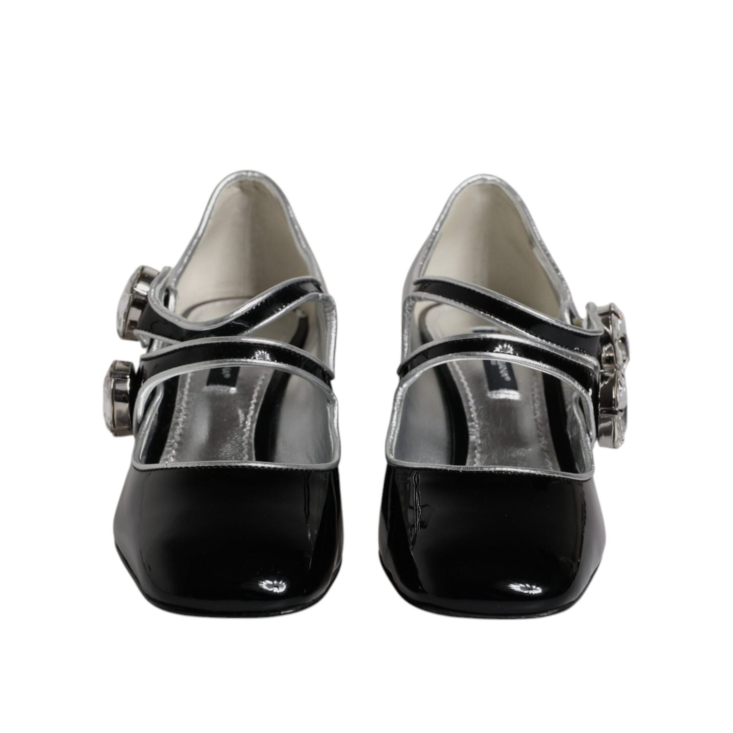 Dolce & Gabbana Black Patent Leather Crystal Mary Jane Pumps Shoes