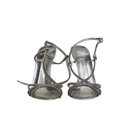 Dolce & Gabbana Silver Crystal Slingback KEIRA Sandals Shoes