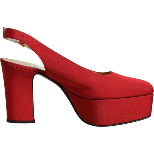 Dolce & Gabbana Red Platform Slingback Heels Sandals Shoes