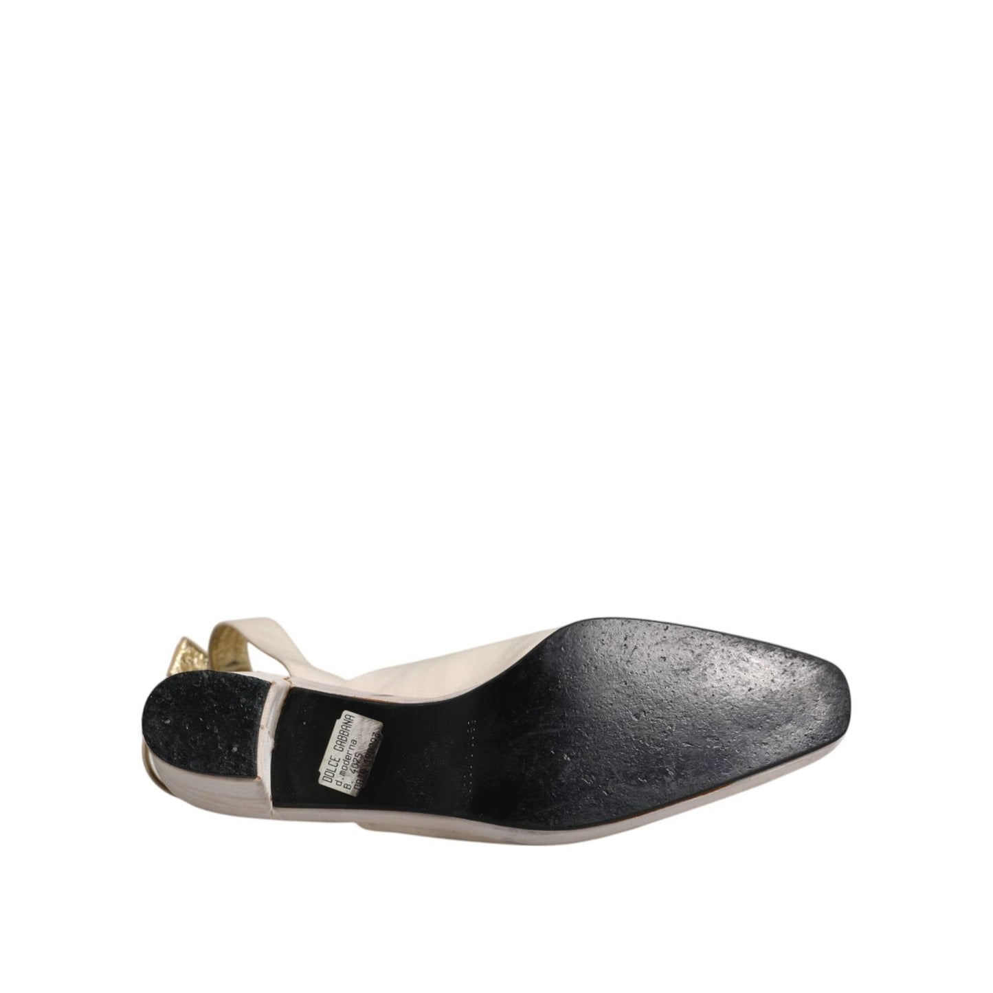 Dolce & Gabbana Off White Block Heels Slingback Sandals Shoes