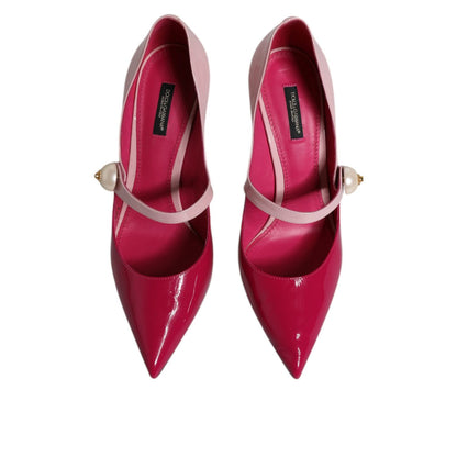 Dolce & Gabbana Two Tone Pink Leather Mary Jane Heels Pumps Shoes