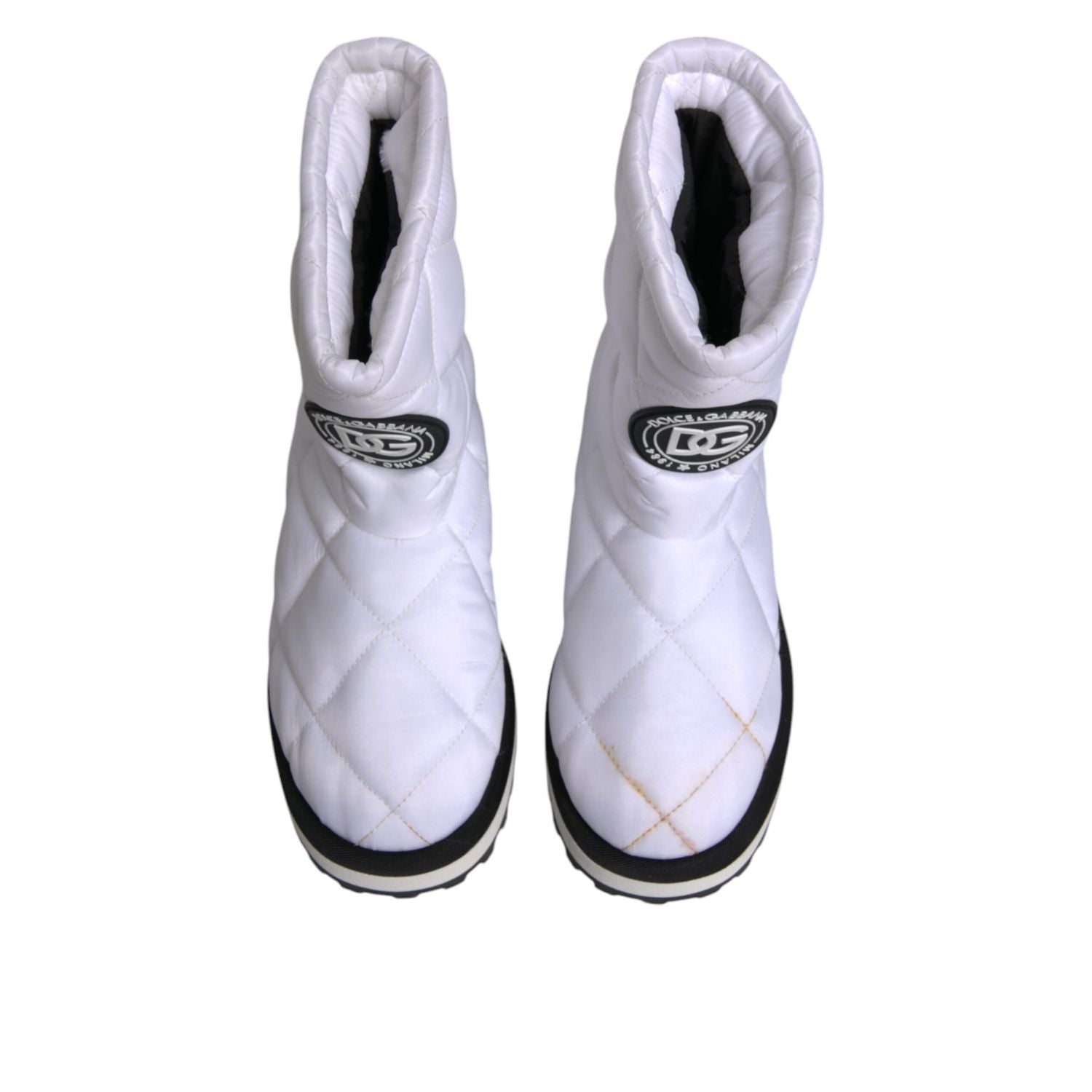 Dolce & Gabbana White Viscose Padded Mid Calf Boots Shoes