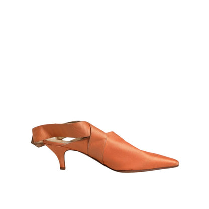 Dolce & Gabbana Orange Kitten Heels Slingback Sandals Shoes