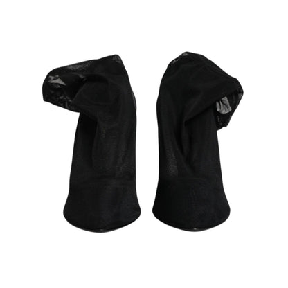 Dolce & Gabbana Black Silk Mesh Sock Style Boots Shoes