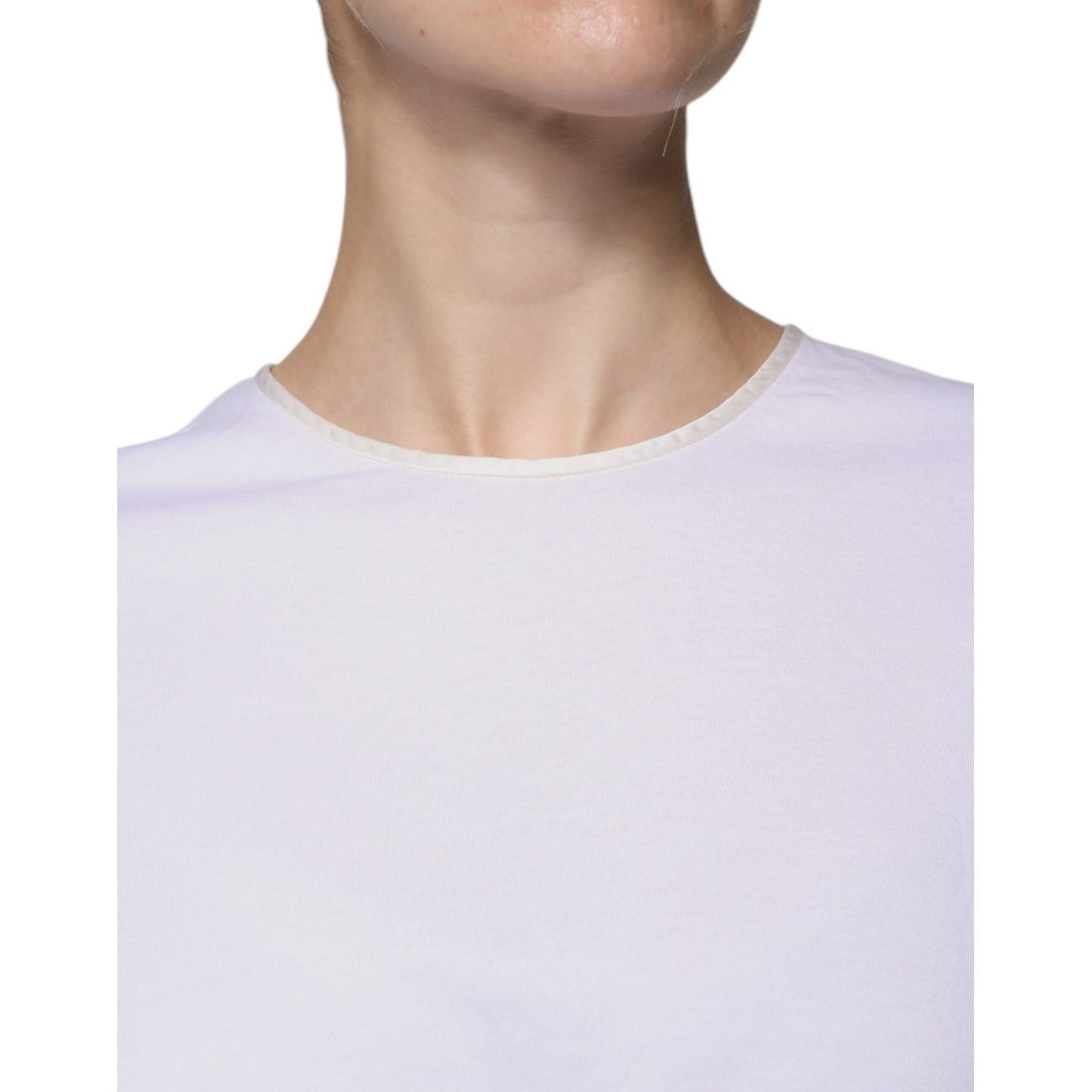 Dolce & Gabbana White Cotton Silk Round Neck Wrap Blouse Top