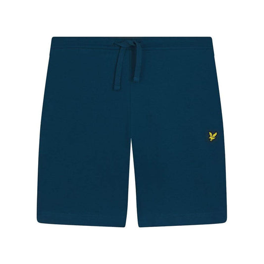 Lyle & Scott men's black cotton shorts for fall/winter, featuring an adjustable drawstring waist and iconic logo detail.