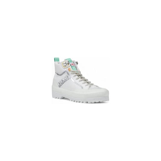 Superga white fabric sneaker, women's autumn/winter collection, 100% textile, stylish high-top design with unique accents.