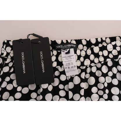 Dolce & Gabbana Black White Polka Dottes Silk Pants Jeans & Pants