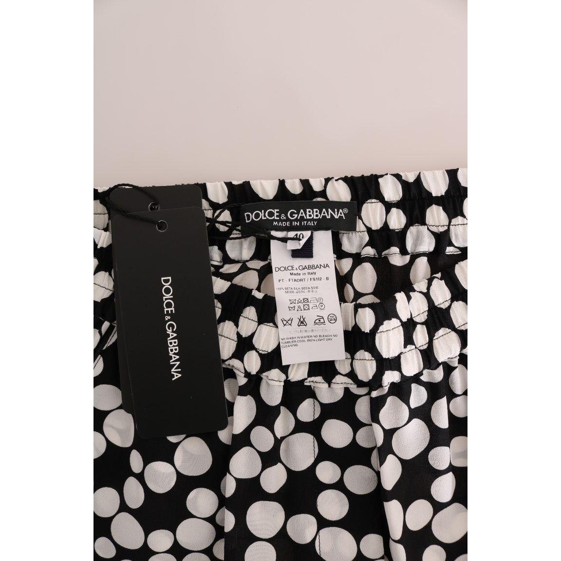 Dolce & Gabbana Black White Polka Dottes Silk Pants Jeans & Pants