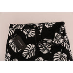 Dolce & Gabbana Slim Fit Leaf Print Ankle Pants Dolce & Gabbana Black