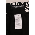 Dolce & Gabbana Slim Fit Leaf Print Ankle Pants Dolce & Gabbana Black