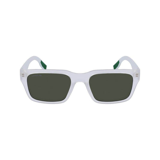 Lacoste L6004S-970 transparent sunglasses with injected material, featuring green lenses, 55/19/145mm size.