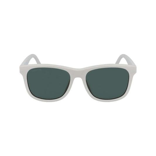 Lacoste white injected unisex sunglasses L3638SE-105 with green lenses and FILTER 3, measures 51/16/135 mm.