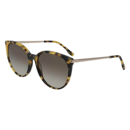 Lacoste women's brown Havana metal sunglasses L928S-214 with UV filter, measures 56/18/140mm, stylish gradient lenses for sun protection.