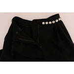 Dolce & Gabbana Black Wool Stretch Crystal Pants PAN60786-1