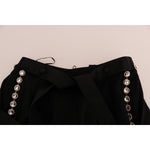Dolce & Gabbana Black Wool Stretch Crystal Pants PAN60786-1