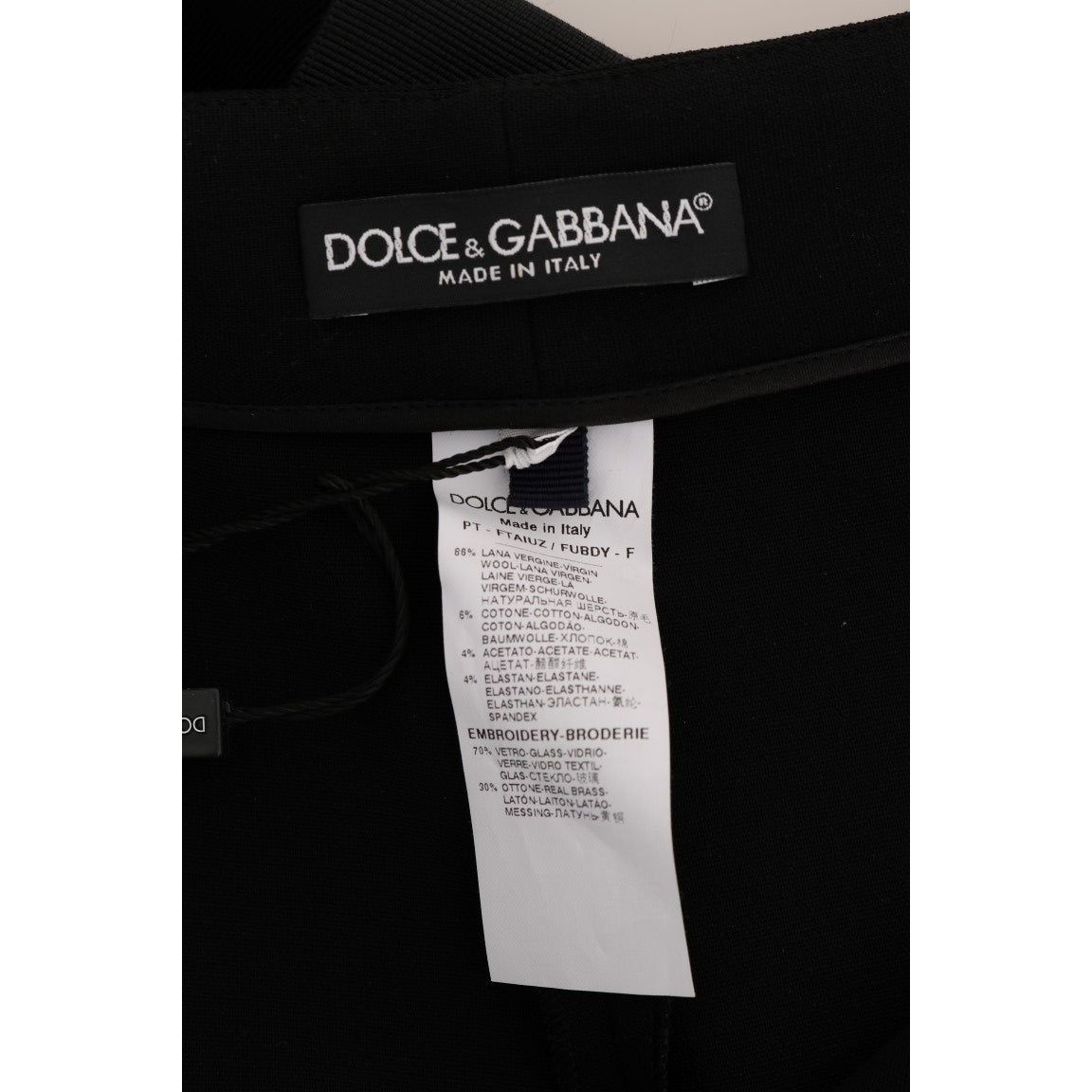 Dolce & Gabbana Black Wool Stretch Crystal Pants PAN60786-1