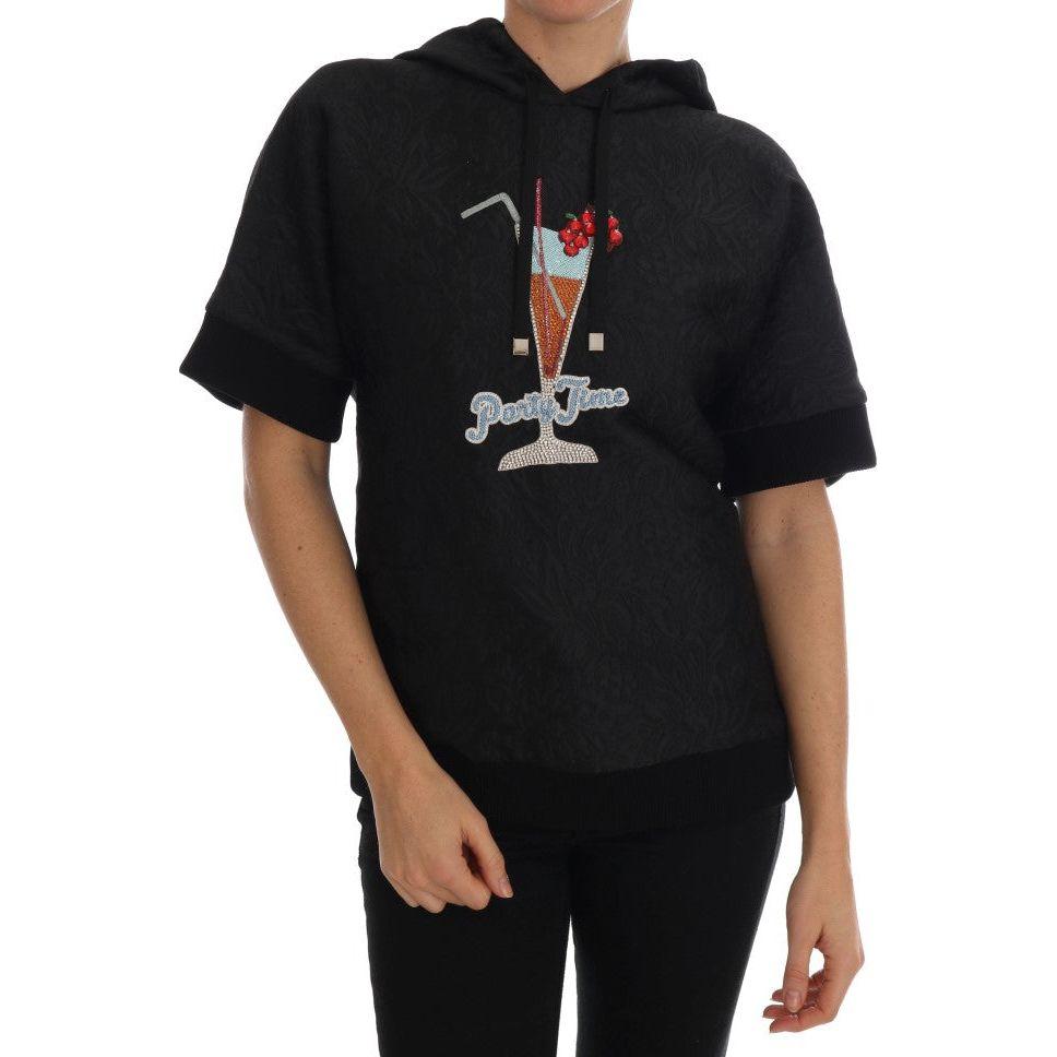 Dolce & Gabbana Black Fairy Tale Crystal Hooded Sweater