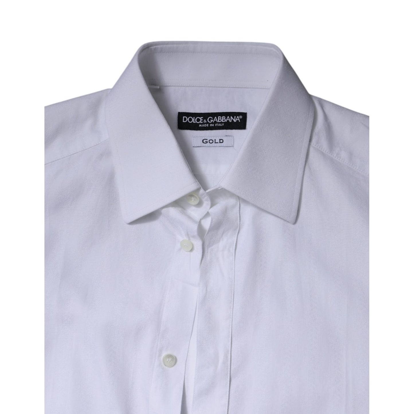 Dolce & Gabbana White Cotton Formal Men GOLD Dress Shirt