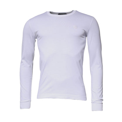 Dolce & Gabbana White Crown Crew Neck Cotton Pullover Sweater