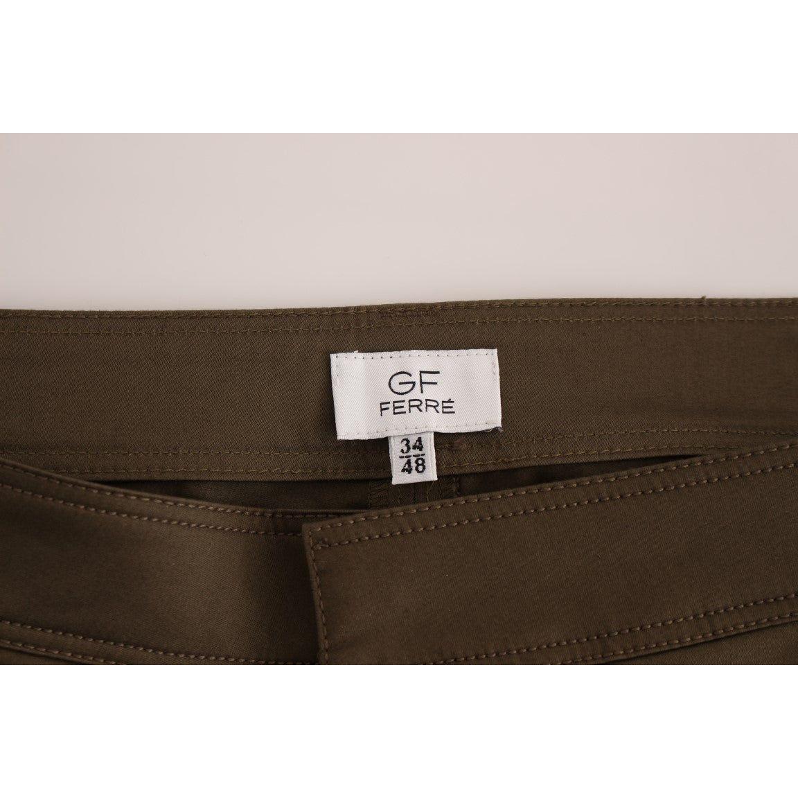 GF Ferre Green Cotton Stretch Comfort Fit Pants