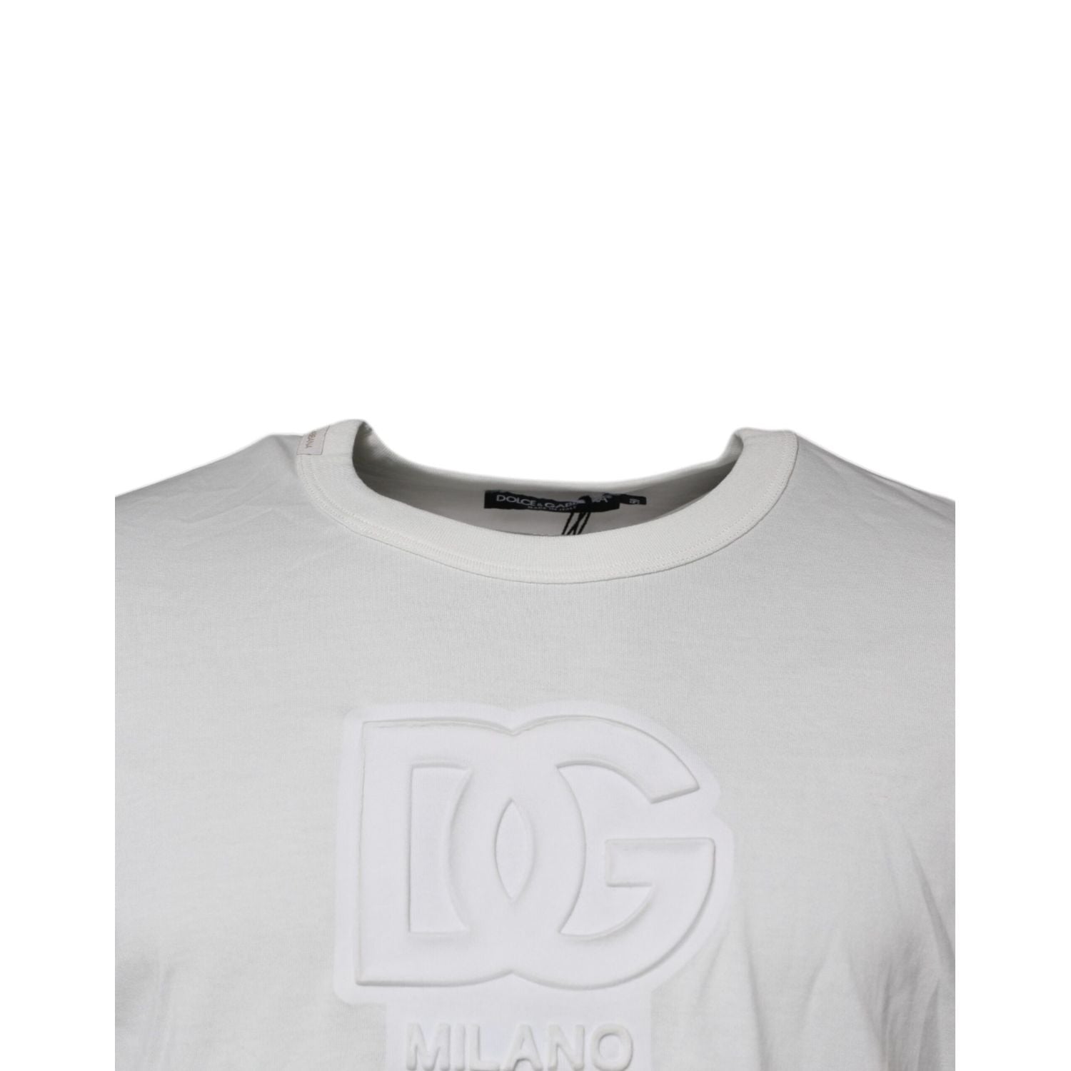Dolce & Gabbana White DG Logo Cotton Crew Neck T-shirt