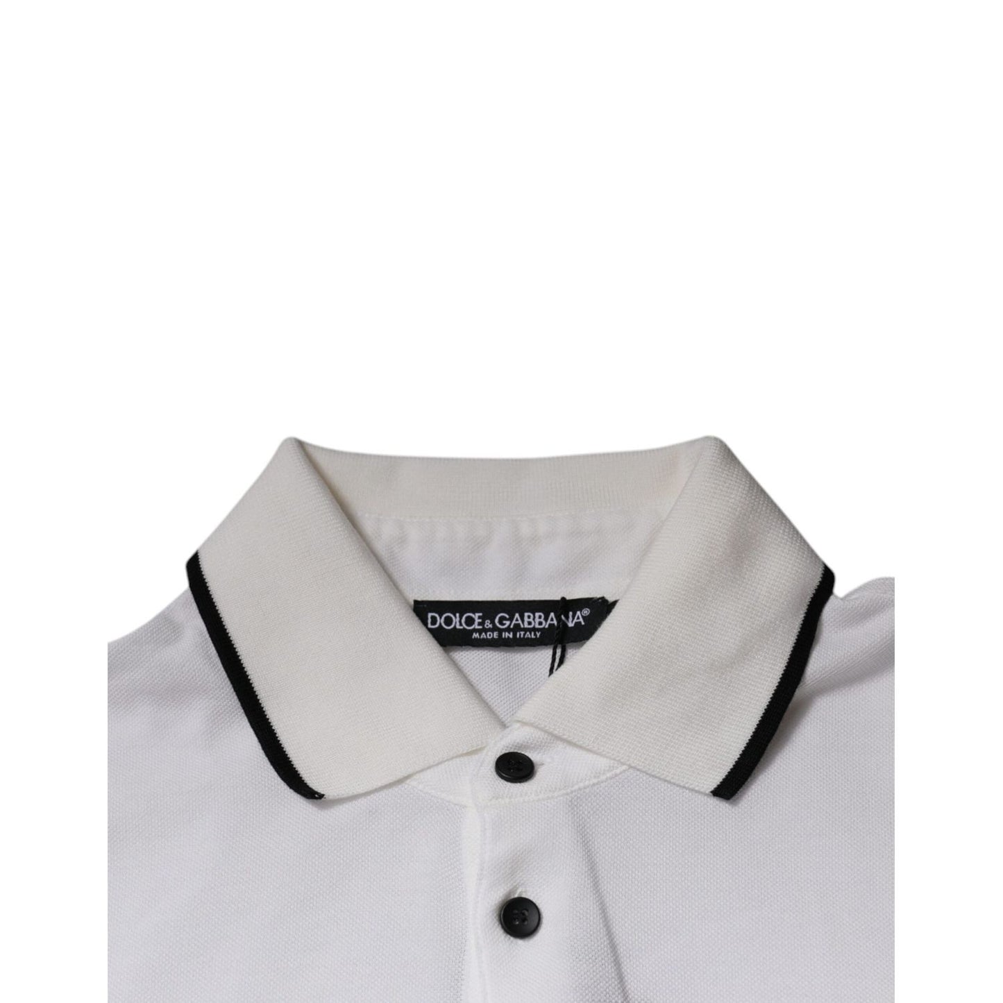 Dolce & Gabbana Off White Crown Cotton Collared Polo T-shirt