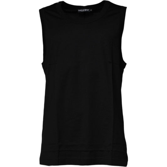 Dolce & Gabbana Black Cotton Round Neck Sleeveless T-shirt TSH87518-44