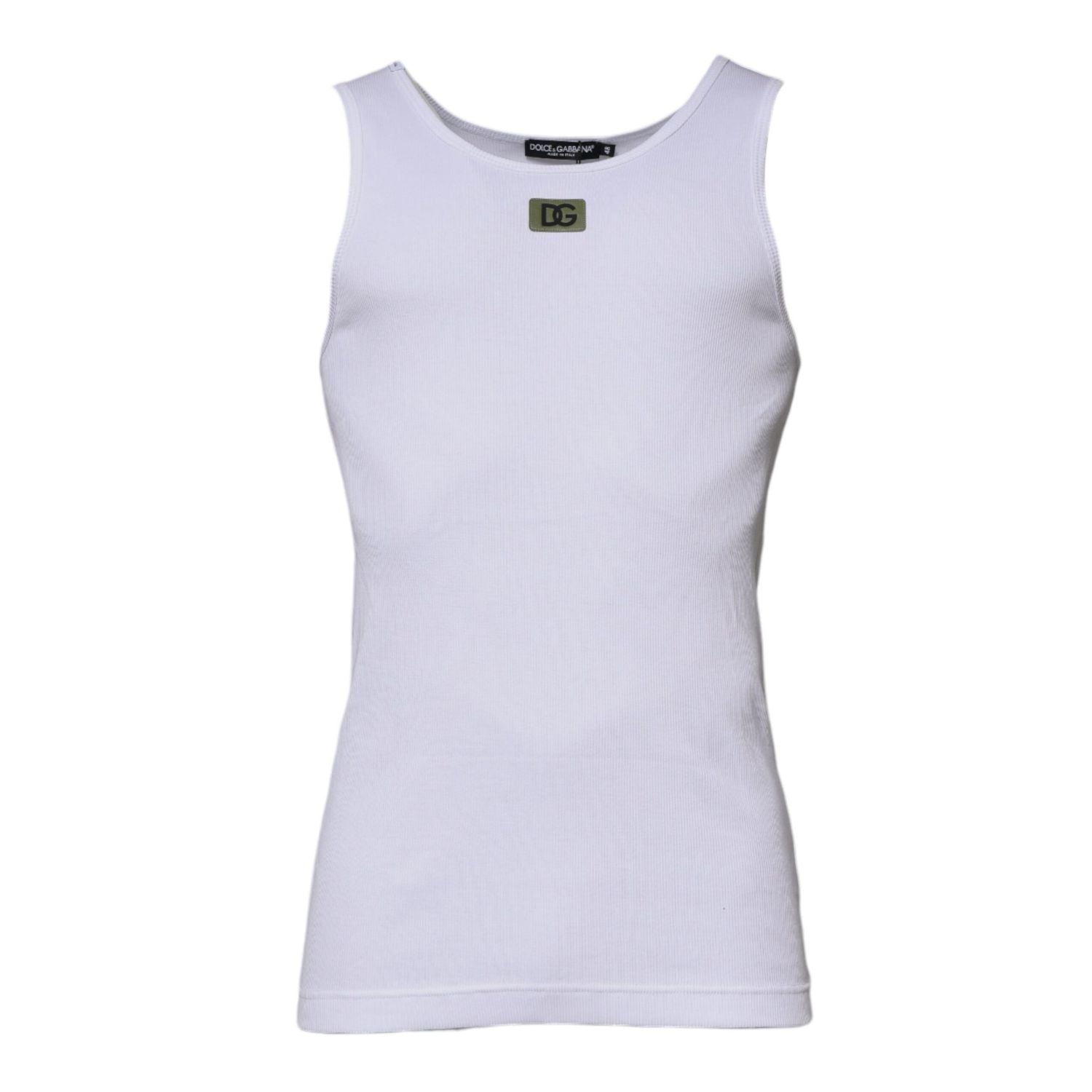Dolce & Gabbana White Cotton Round Neck Sleeveless T-shirt