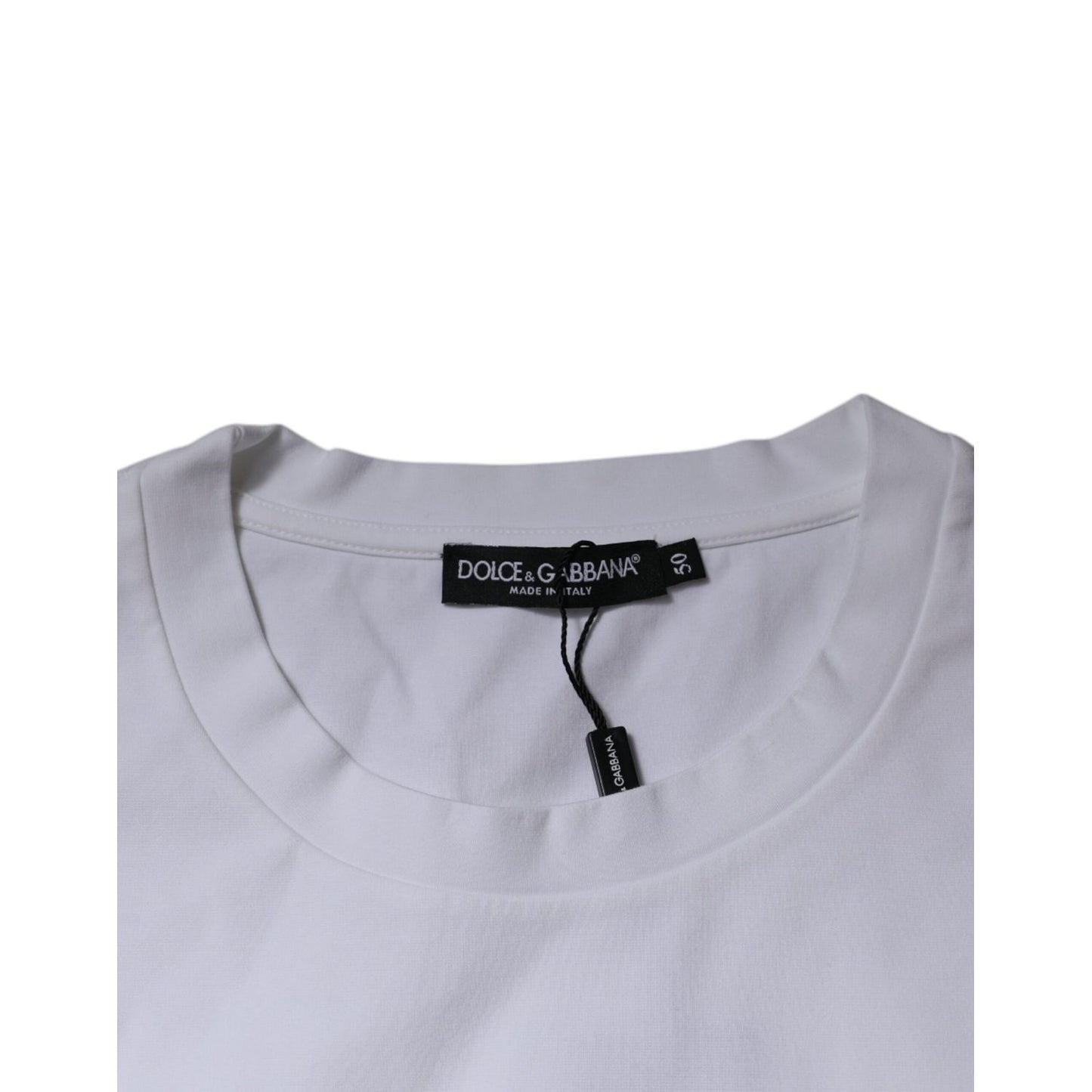 Dolce & Gabbana White DG Logo Cotton Crew Neck T-shirt