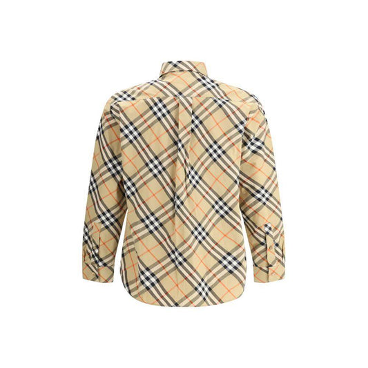 Back view of a Burberry Archive Check Shirt, featuring a classic collar, button closure, and iconic check pattern on the entire surface.