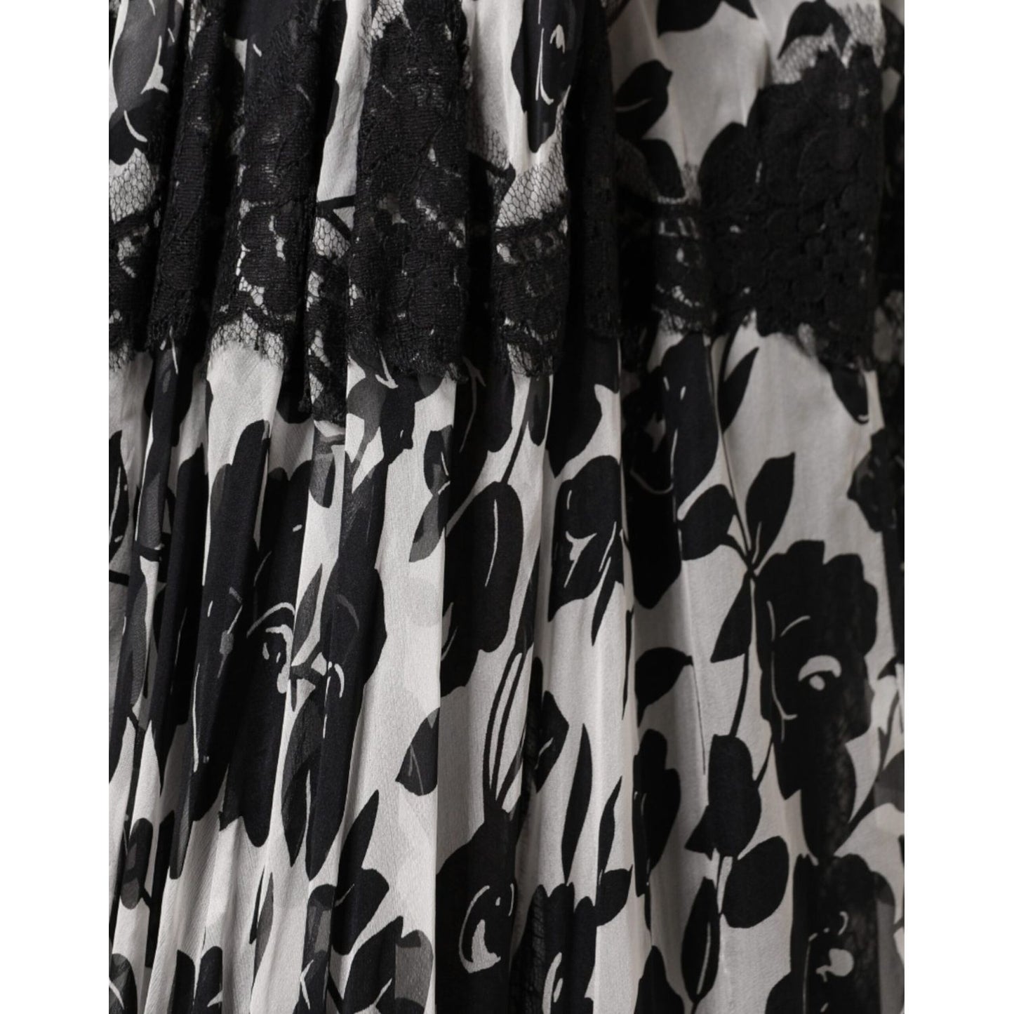 Dolce & Gabbana Black Silk Floral Lace Ricamo Ball Maxi Dress