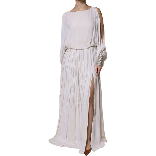 Christian Pellizzari Christian Pellizzari Off White Embellished Long Maxi Dress DR281418-40