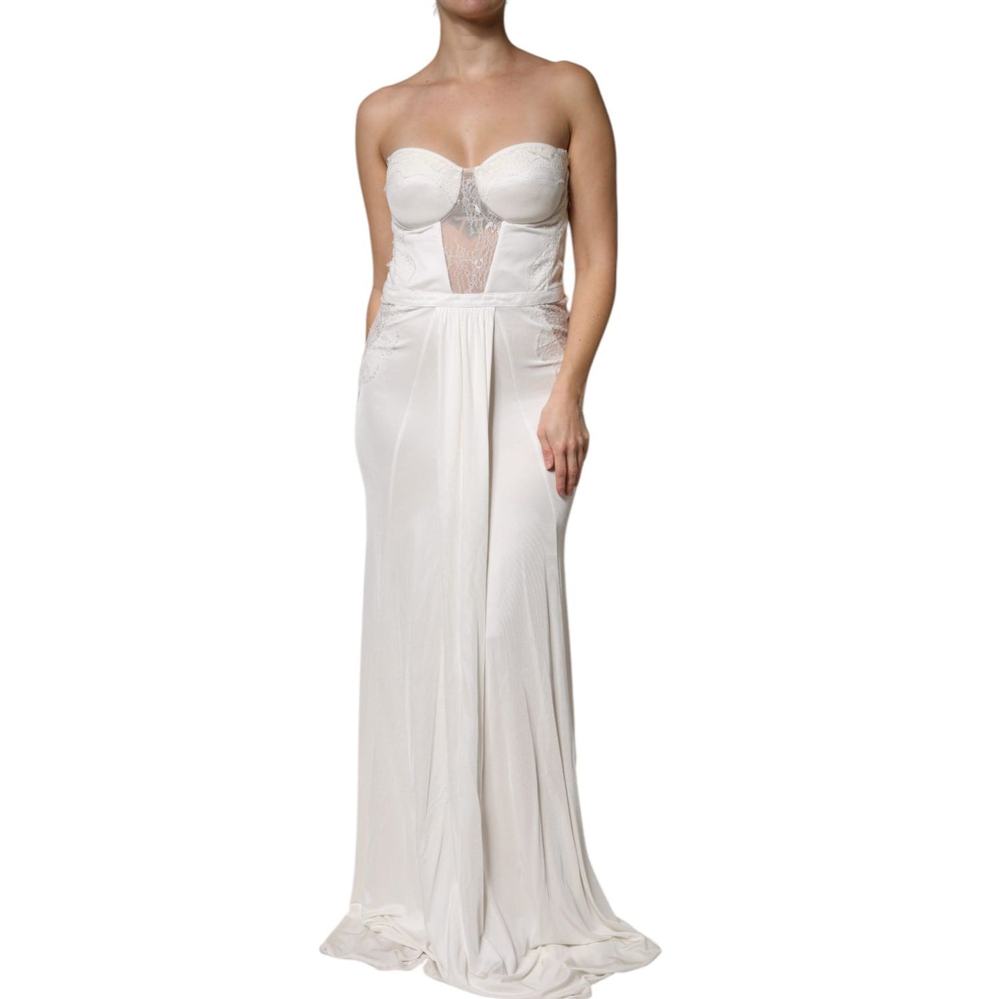 Elisabetta Franchi White Strapless Bustier Mermaid Gown Dress