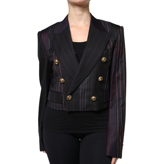 Dolce & Gabbana Dolce & Gabbana Multicolor Stripes Wool Cropped Blazer Coat Jacket JKT4179-40