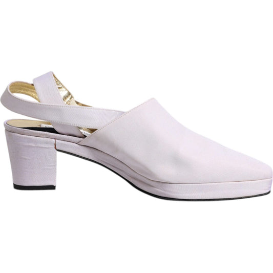 Dolce & Gabbana Dolce & Gabbana Off White Block Heel Slingback Sandals Shoes LA12221-41