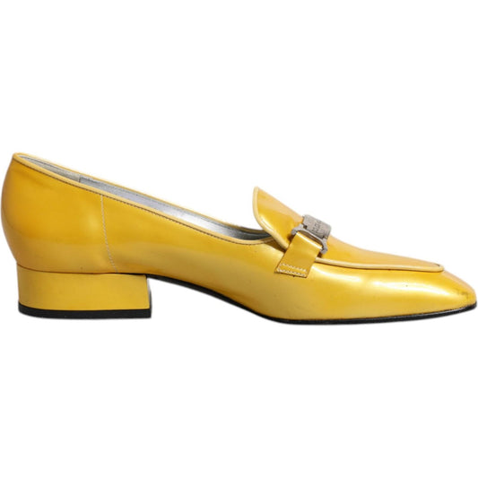 Dolce & Gabbana Dolce & Gabbana Yellow Leather Logo Plaque Slip On Mocassin Shoes LA12224-39