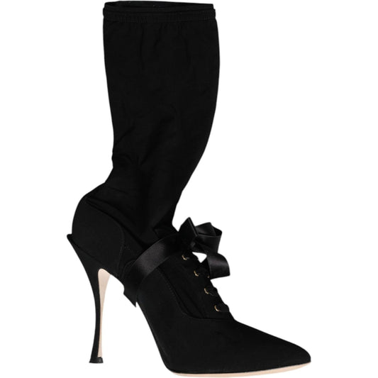 Dolce & Gabbana Dolce & Gabbana Black Stiletto Heels Mid Calf Boots Shoes LA12275-40.5