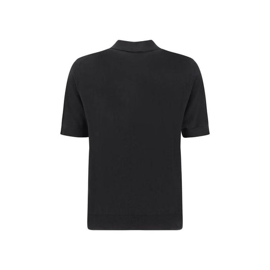 Back view of Dolce & Gabbana Logoed Polo Shirt in black with elegant collar and monochrome design.