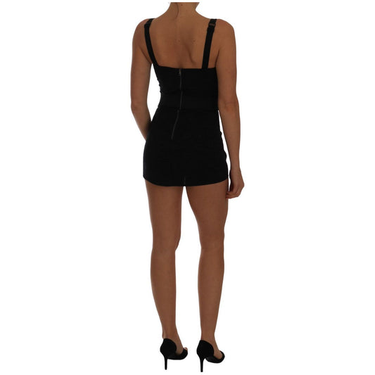 Dolce & Gabbana Romper Bodysuit Black Floral Stretch Dress TSH2401-44