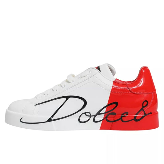 Dolce & Gabbana White Red Portofino Low Top Sneakers Shoes MV2110-39
