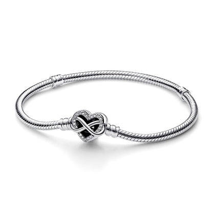 PANDORA Mod. SPARKLING INFINITY HEART CLASP SNAKE CHAIN BRACELET