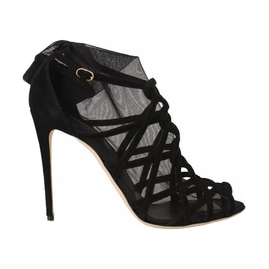 Dolce & Gabbana Dolce & Gabbana Black Suede Stilettos Booties Socks Shoes LA4475-39