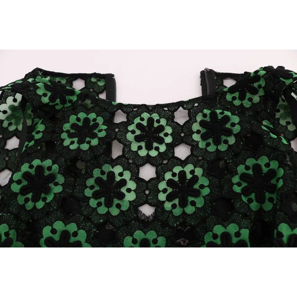 Dolce & Gabbana Green Floral Ricamo A-Line Shift Dress SIG50854-42