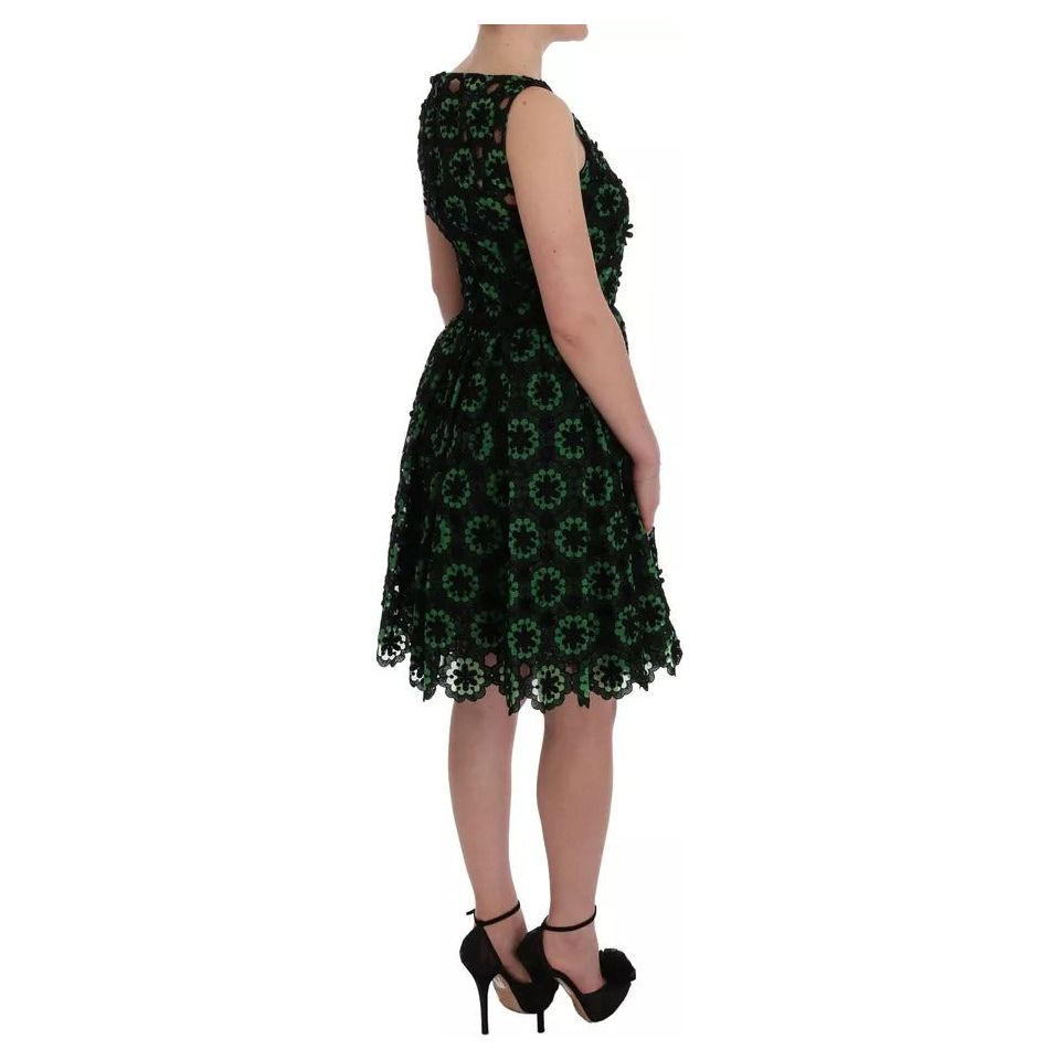 Dolce & Gabbana Green Floral Ricamo A-Line Shift Dress SIG50854-42