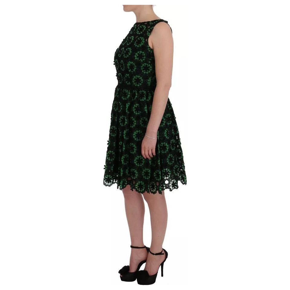 Dolce & Gabbana Green Floral Ricamo A-Line Shift Dress SIG50854-42